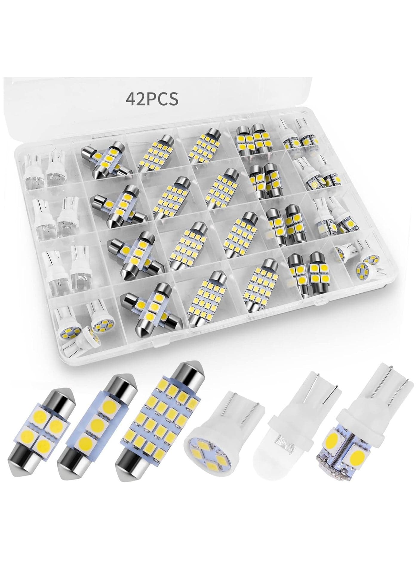 42 Pieces LED Interior Car Lights, Super Bright White Car LED Dome Map Interior Tail Cab Lights Bulb Kit Set for Cars, DE3175 T10 31mm 41mm 194 LED Bulb for Your Car Trucks Width Lamp