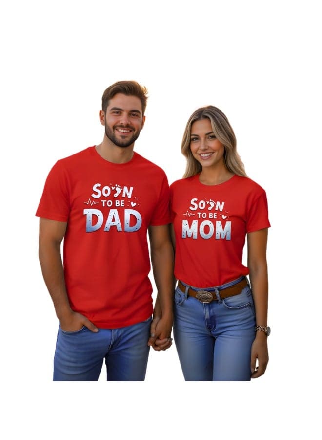 Soon to Be Dad and Soon to Be Mom Matching T-Shirt Set | Cotton Couple Tee For Expecting Parents | Pregnancy Announcement Gift