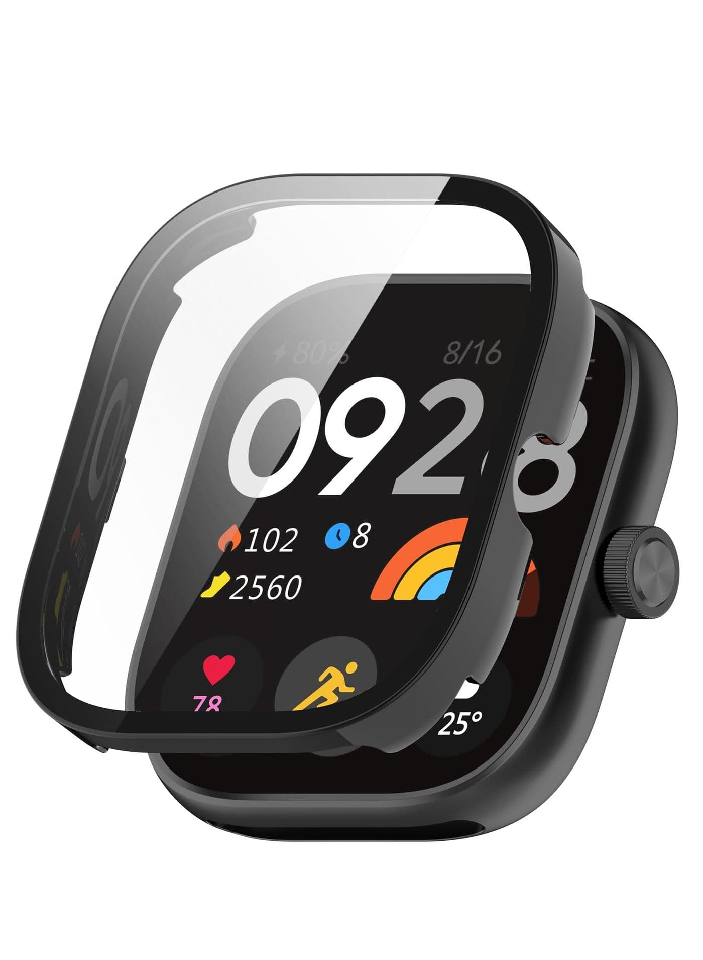 Screen Protector Case Fit for Redmi Watch 4 Full Coverage Hard PC Plated Bumper Cover Protective Cases Frame Tempered Glass Screen Protector
