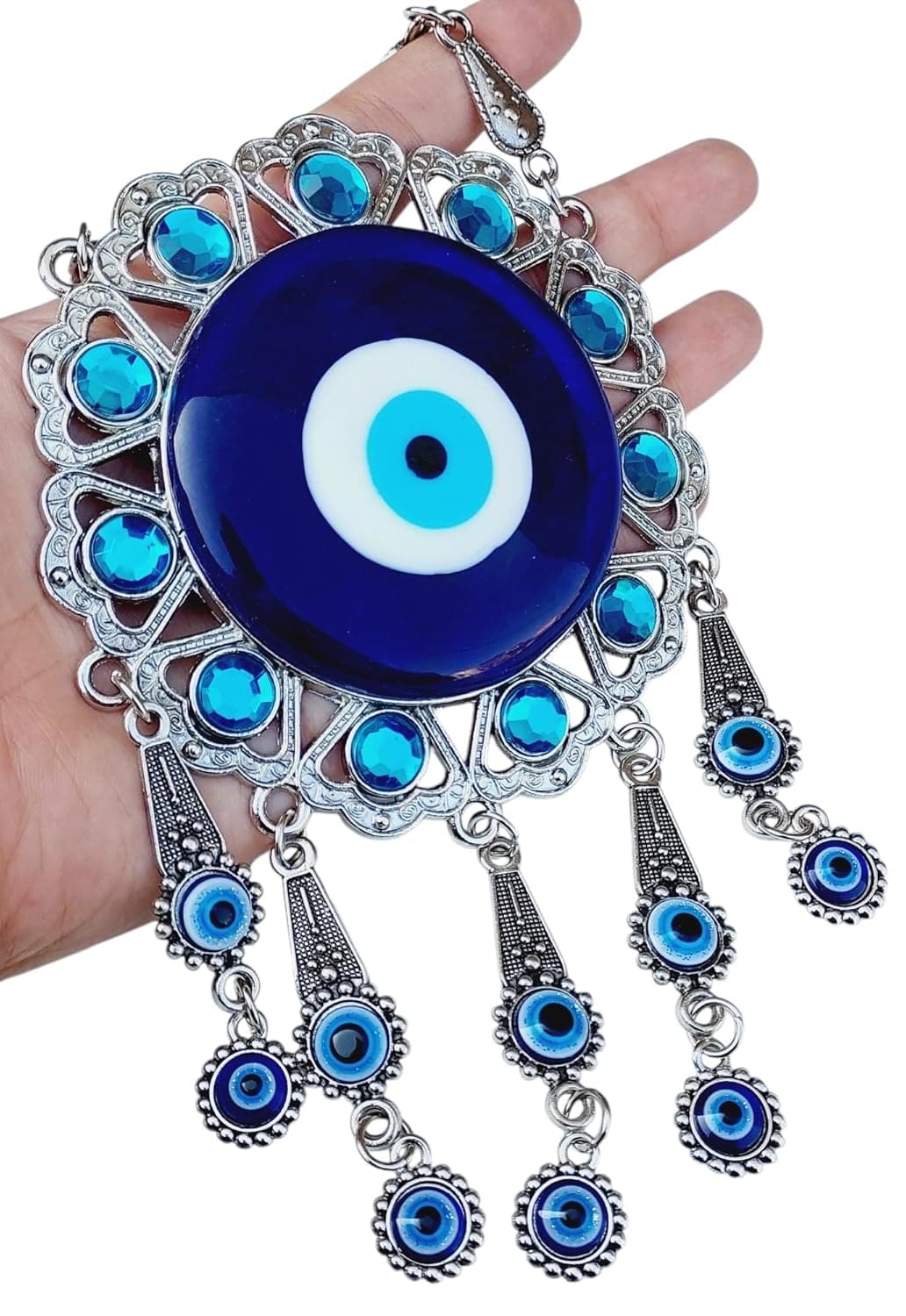 ARTISKRITI Evil Eye Hanging for Home Entrance Door Decoration Nazar Battu for Home Protection Blue Flower Big Size