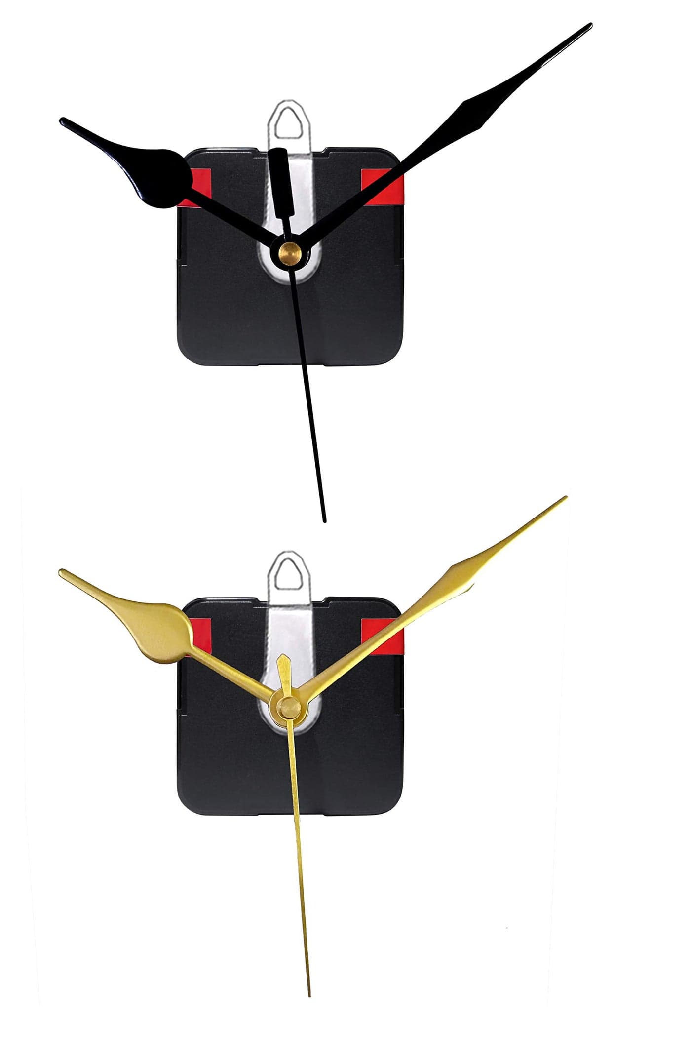 IIK COLLECTION Plastic Quartz Movement Machine with Black and Gold Hands Kit for Wall Clock (Pack of 2) (IIK-MOV-PL-006-007-Packof2)
