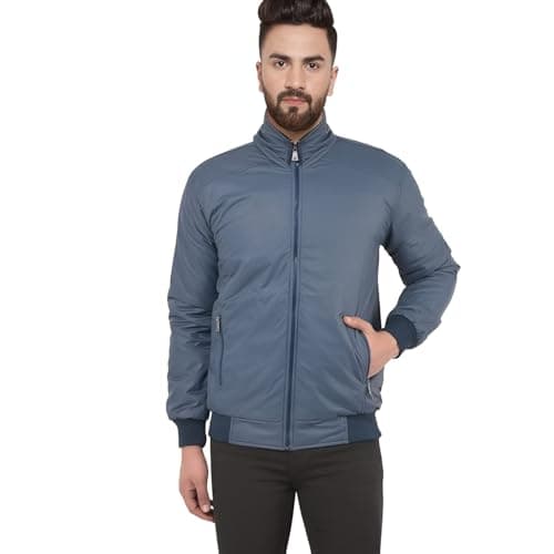Ben Martin Men's Full Sleeve Casual Collar Airforce Blue Nylon Jacket Size Medium