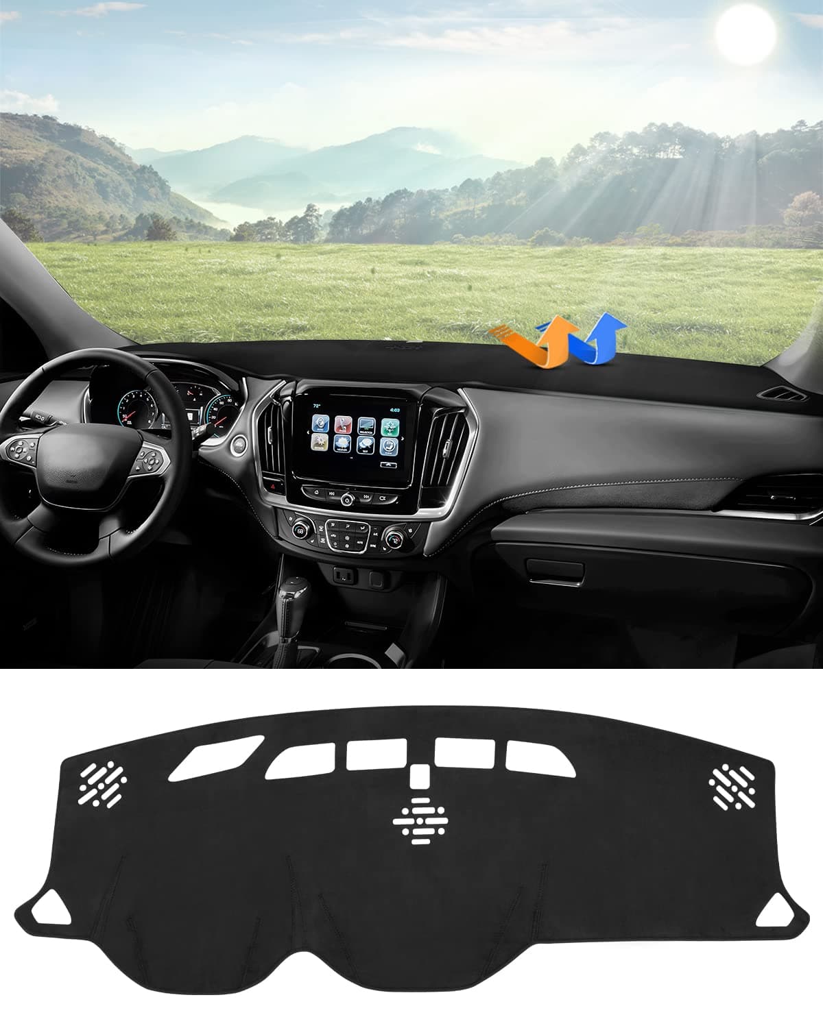 Autorder Dashboard Cover Mat for 20182024 Chevrolet Traverse Accessories Dash Cover Flannel Dash Mat Sunshade Glare UV Rays Protector