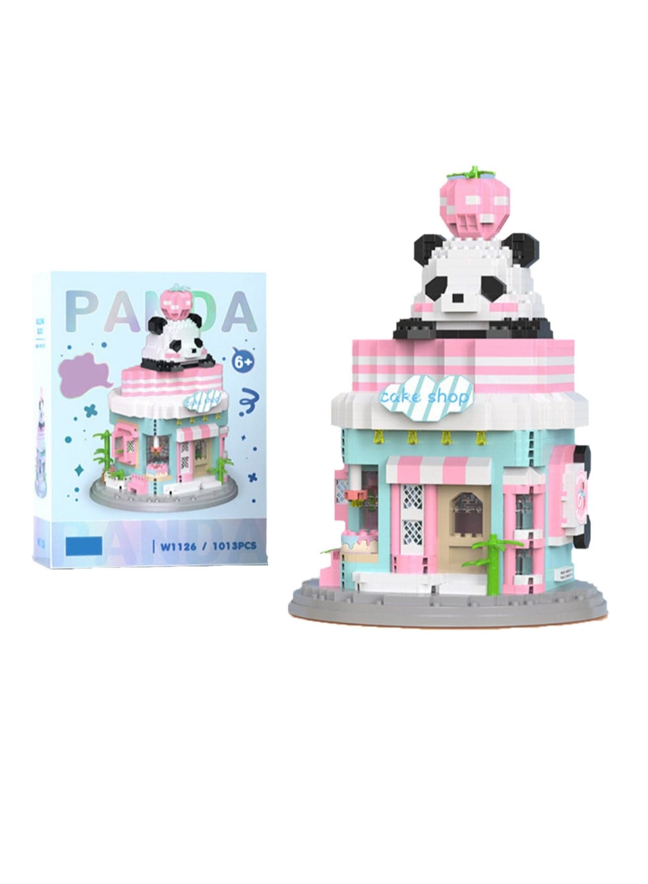 Children's Educational Toys Compatible With Small Particle Assembly Blocks(Panda Cake Shop 1013Pcs)