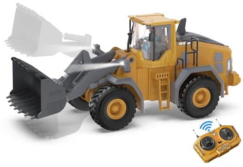 KIDMARKT Metal RC Wheel Loader Toy 9Channel Remote Control Construction Truck with Realistic Lights Sounds 120 Scale Rechargeable Vehicle for Boys Ages 312 STEM Engineering Gift for Kids 2025