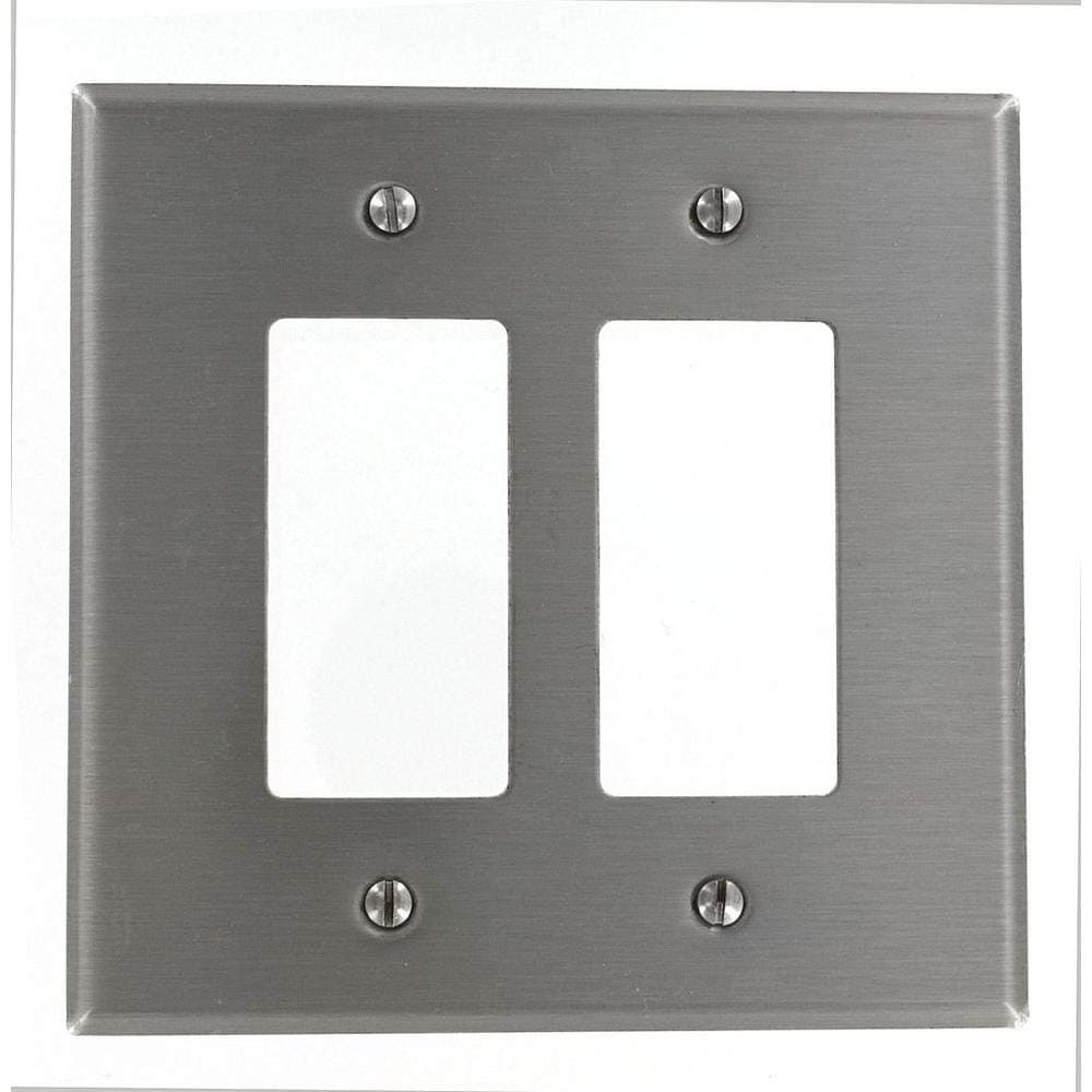 Leviton 2Gang DecoraGFCI Device Decora Wallplate Oversized 302 Stainless Steel Device Mount SO262 Stainless Steel