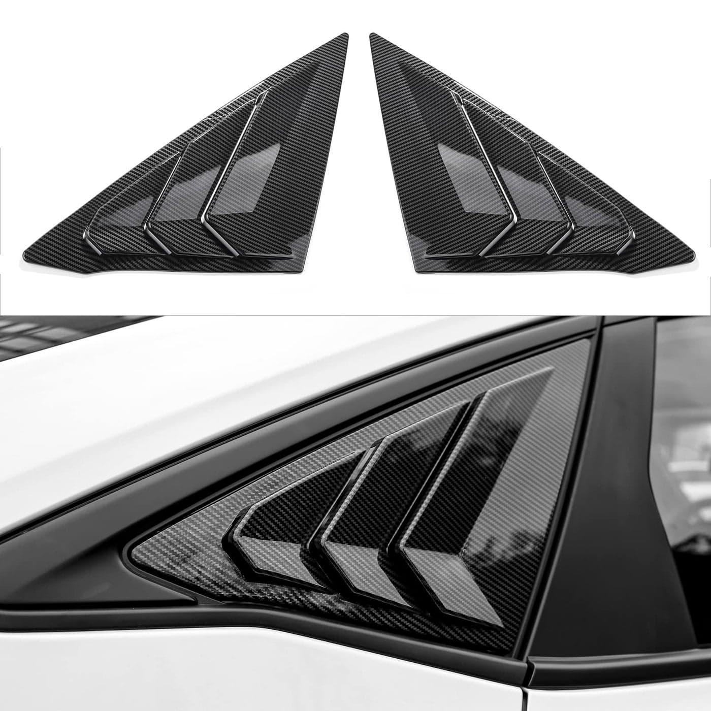 Spotrim for 11th Gen Civic Racing Style Rear Side Window Louvers Air Vent Scoop Shades Cover Blinds for Honda Civic Sedan 2022 2023 2024 2025 2026 Carbon Fiber