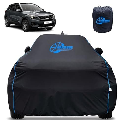 GARREGE 100% Waterproof Car Cover for Kia Seltos - Black, All-Weather & Animals Nail Protection with Mirror & Antenna Pockets | Premium Washable Fabric | Custom Fit