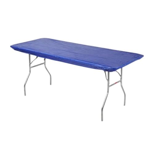 KwikCovers 30 x 72 6 Feet Royal Blue Rectangular Fitted Plastic Table Covers 10 Pack
