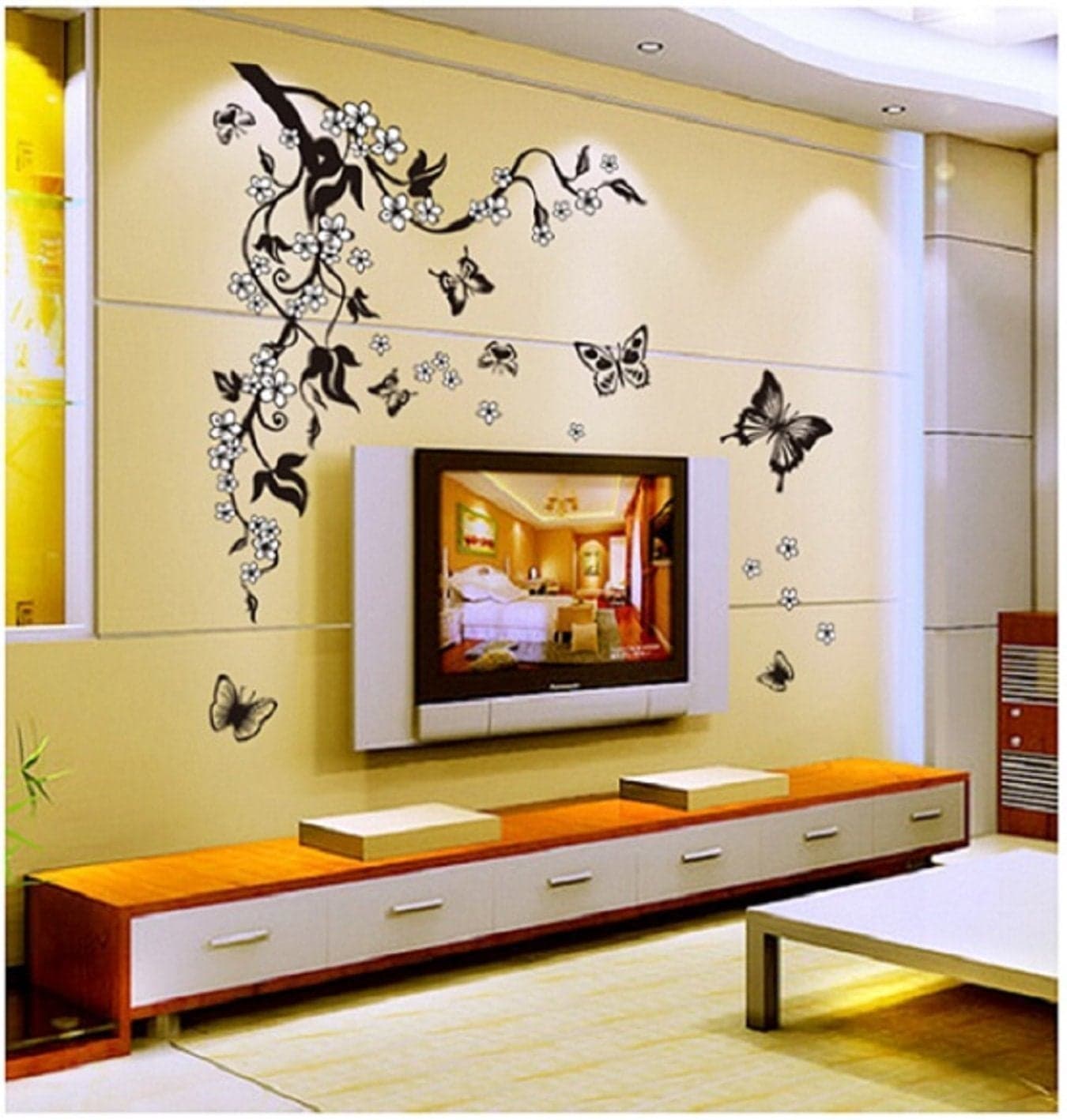 JAAMSO ROYALS Black Flying Butterflies Design Vinyl Self Adhesive Peel and Stick for Kids Room Bed Room Wall Decor and Home Decor Wall Sticker (70CM x 50CM)