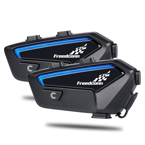 FreedConn Motorcycle Helmet Bluetooth Headset FX 2 Pack Intercom Motorcycle Communication Systems IP67 Waterproof 1100mAh 46 Riders Men Gifts Black