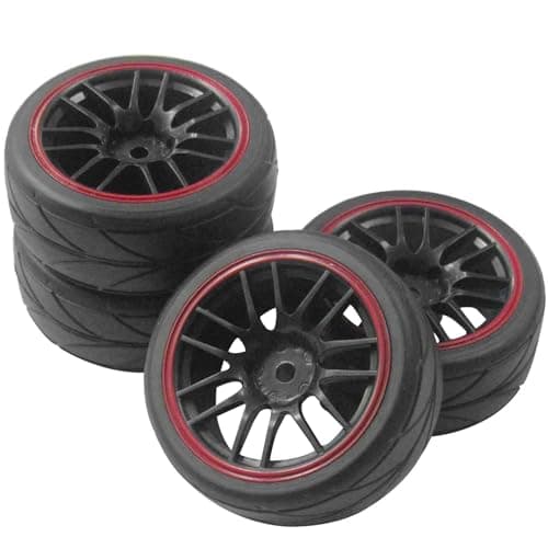 ShareGoo 12mm Hex Wheel Rims OD 259 Rubber Tires for RC 110 OnRoad Touring Car