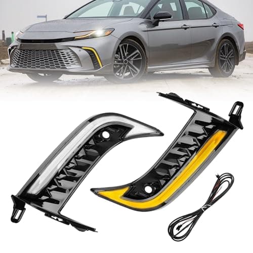 Fog Lights LED Assembly Compatible with 2025 Toyota Camry SEXSE Only White DRL Amber Turn Signal Wiring Harness Included
