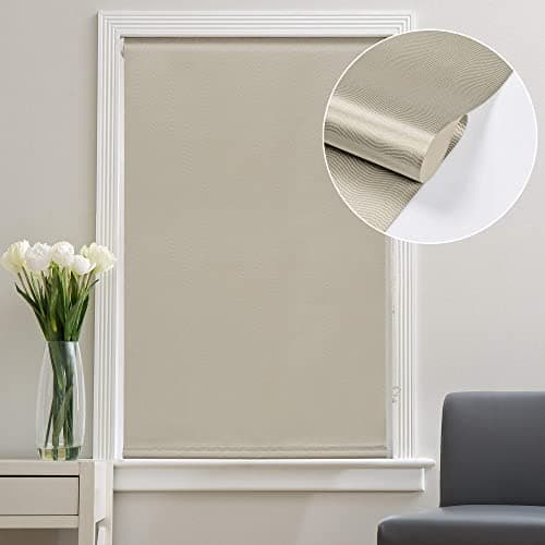 Deco Window 100% Blackout Roller Blinds for Windows (59 Inch W X 84 Inch H, Dark Beige) Sun, UV Protection & Glare Resistant for Home & Office