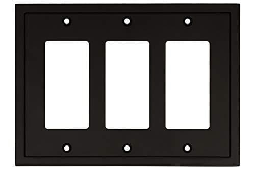 Modern Edge Decorative Wall Plate Switch Plate Outlet Cover, Durable Solid Zinc Alloy (Triple Decorator, Matte Black)