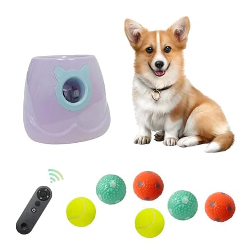 ptlsy Automatic Dog Ball Launcher Interactive Puppy Pet Ball Indoor Thrower Machine for Small and Medium Size Dogs 3 Balls Included 2 inch Purple Remote