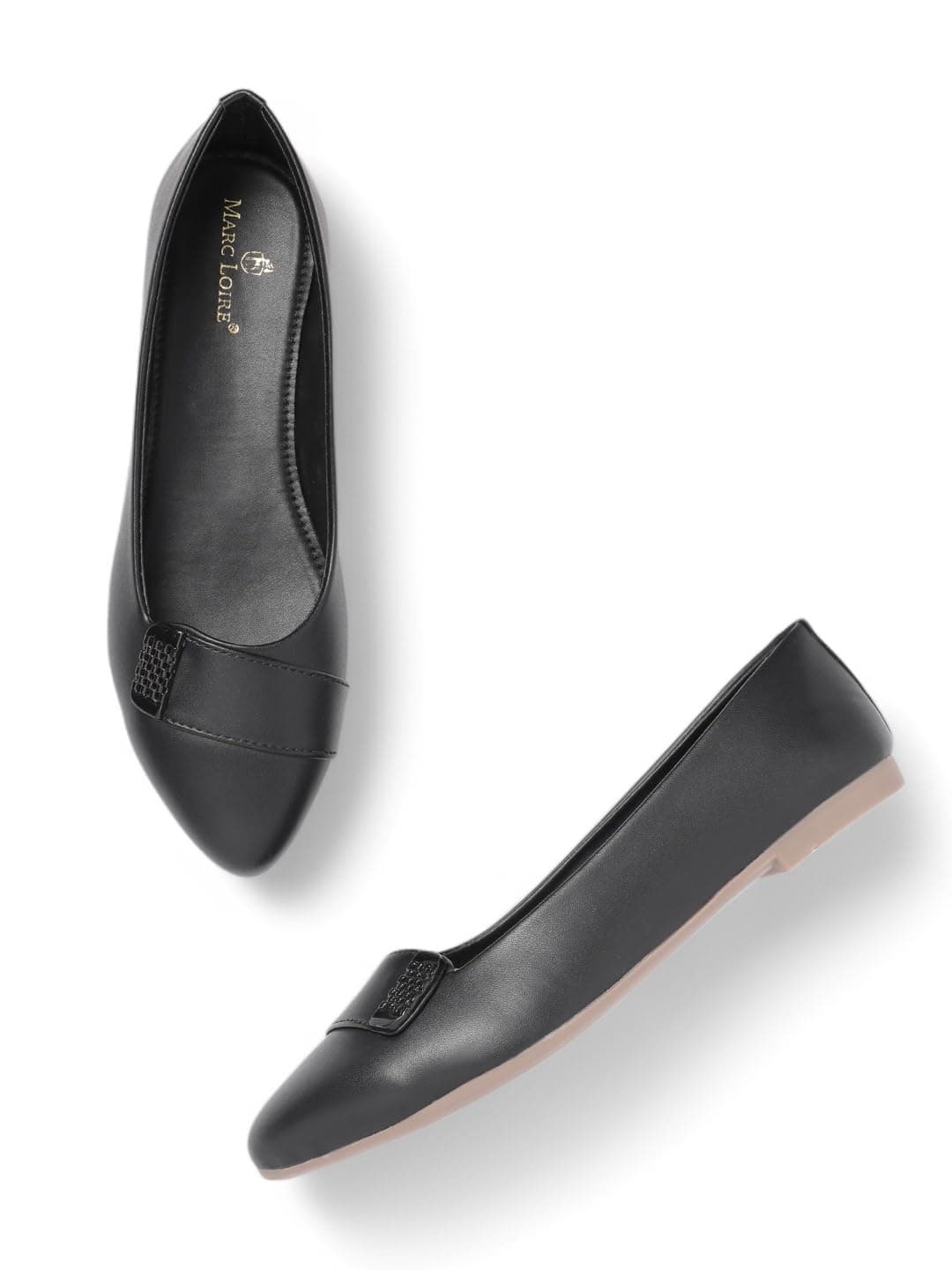 Marc Loire Women's Slip-On Flat Ballerina Shoes for Casual Wear, Party and Formal Occasions (Black, UK Footwear Size System, Adult, Women, Numeric, Medium, 6)