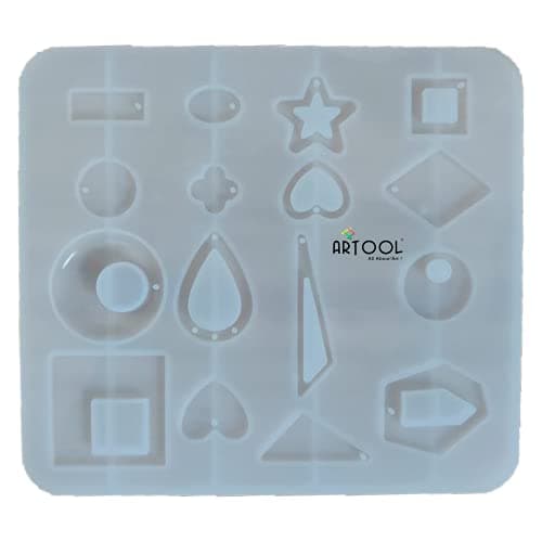 NOLAAI ARTOOL Silicone Resin Art Mold Creative DIY Multipurpose Jewellery Keychains Pendant Making Silicone Mold Epoxy Resin Jewellery Casting Mould 16 Shapes in 1 Mold (B102)
