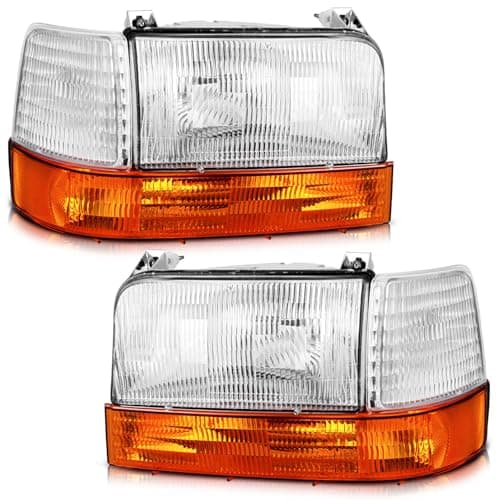 WEELMOTO Halogen Headlights for 19921997 Ford F150 FSuper Duty 9298 F250 F3509296 Ford Bronco Replacement Headlamp with Corners and Signal Lights