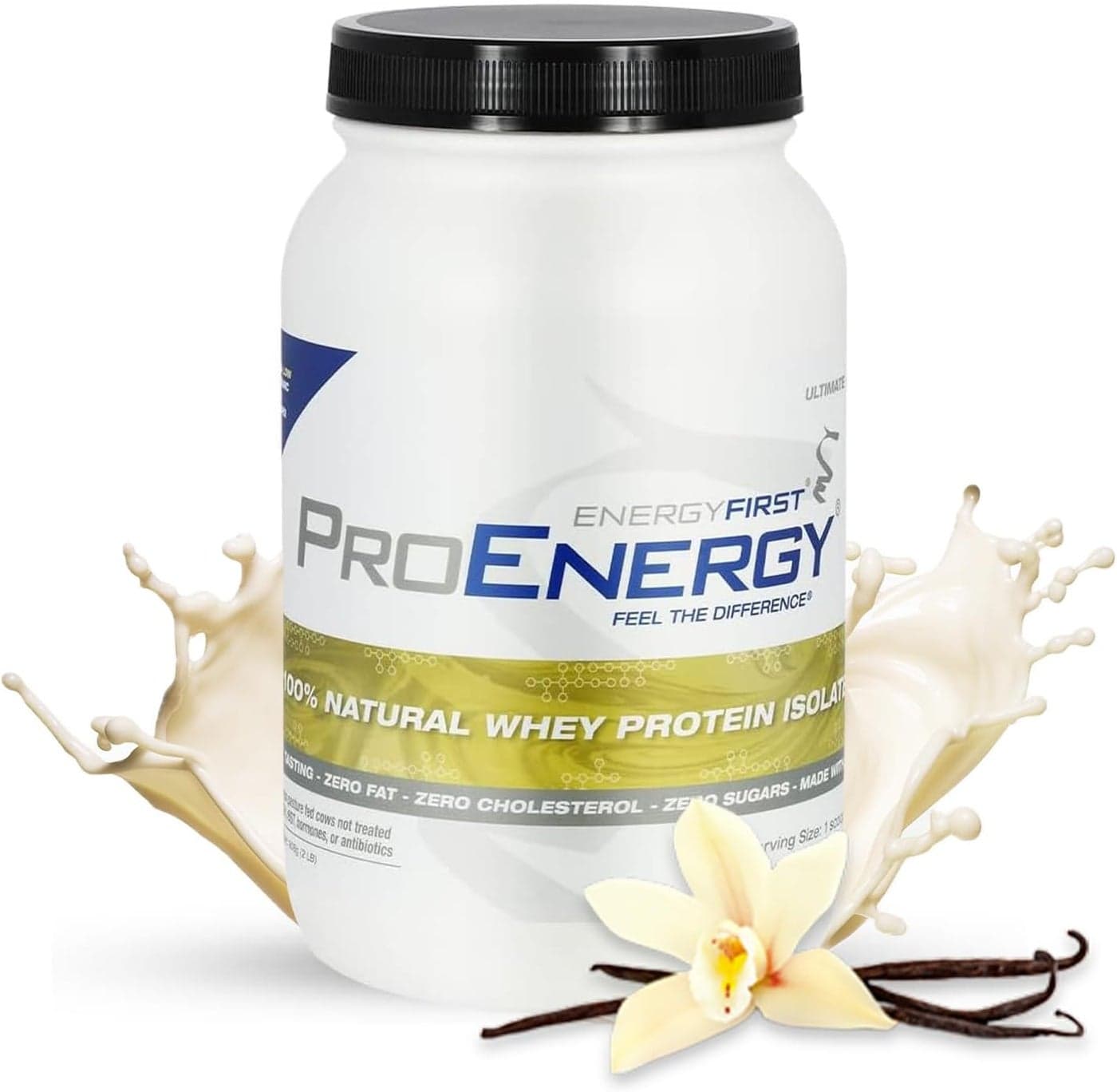 EnergyFirst Vanilla Whey Protein Isolate Grass Pasture Fed Zero Lactose GlutenFree AllNatural SugarFree Shake for Keto Recovery 2lb