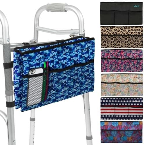Vive Walker Bag - Accessories Wheelchair Basket Pouch (Water Resistant) - Seniors Caddy Accessory Attachment for Folding, Rolling Walkers - Carry Storage Carrier Tote - Lightweight, Universal Size