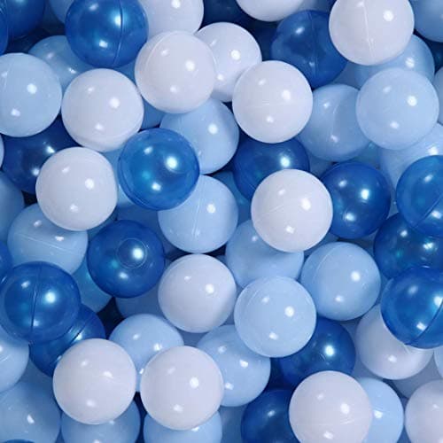 GOGOSO Ball Pit Balls for Toddler Baby Plastic Playballs Kids Soft Pastel Pelotas NonToxic BPAFree Pearl BlueLight BlueWhite 50 Balls
