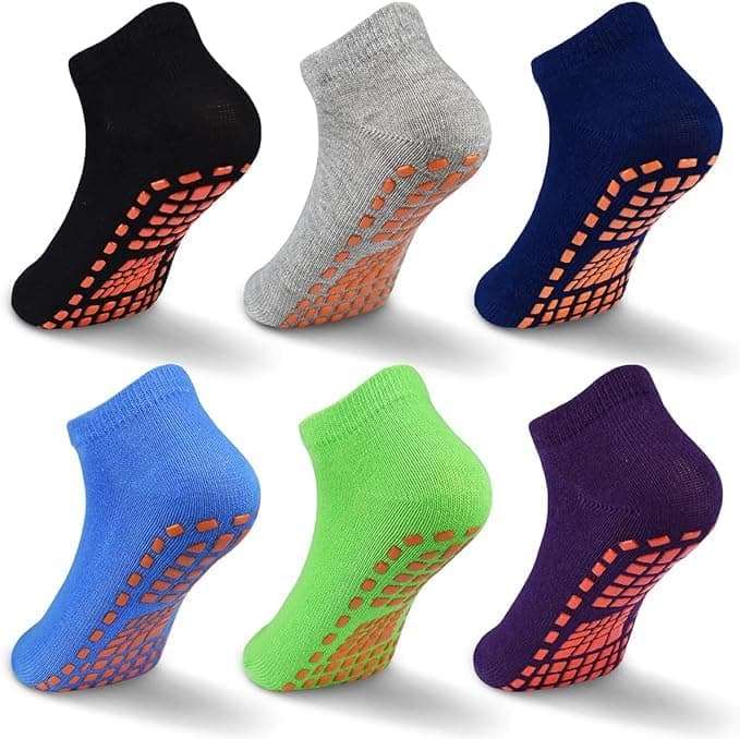 WKLOUYHE Anti-slip Athletic Sock for Kids Youth Grip Soccer Sock Toddler Non-slip Slipper Sock Skid Sports sock for Football Basketball Yoga_Multicolour(1-2 Years)