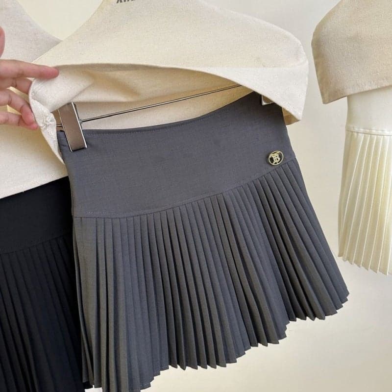 Korean Style Suit Pleated Skirt For Women 2025 High Waist Slimming Look Versatile Small Anti-Exposure A-Line Skirt