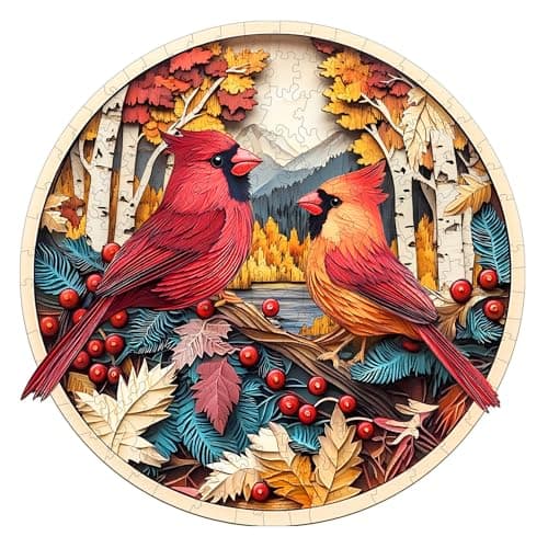 Wooden Puzzles for Adults Autumn Cardinal Wooden Jigsaw Puzzle Unique Animal Shaped Wood Puzzles Adult Christmas Birthday Gifts for FriendsFamily Home Decor 134 134in 290pcs