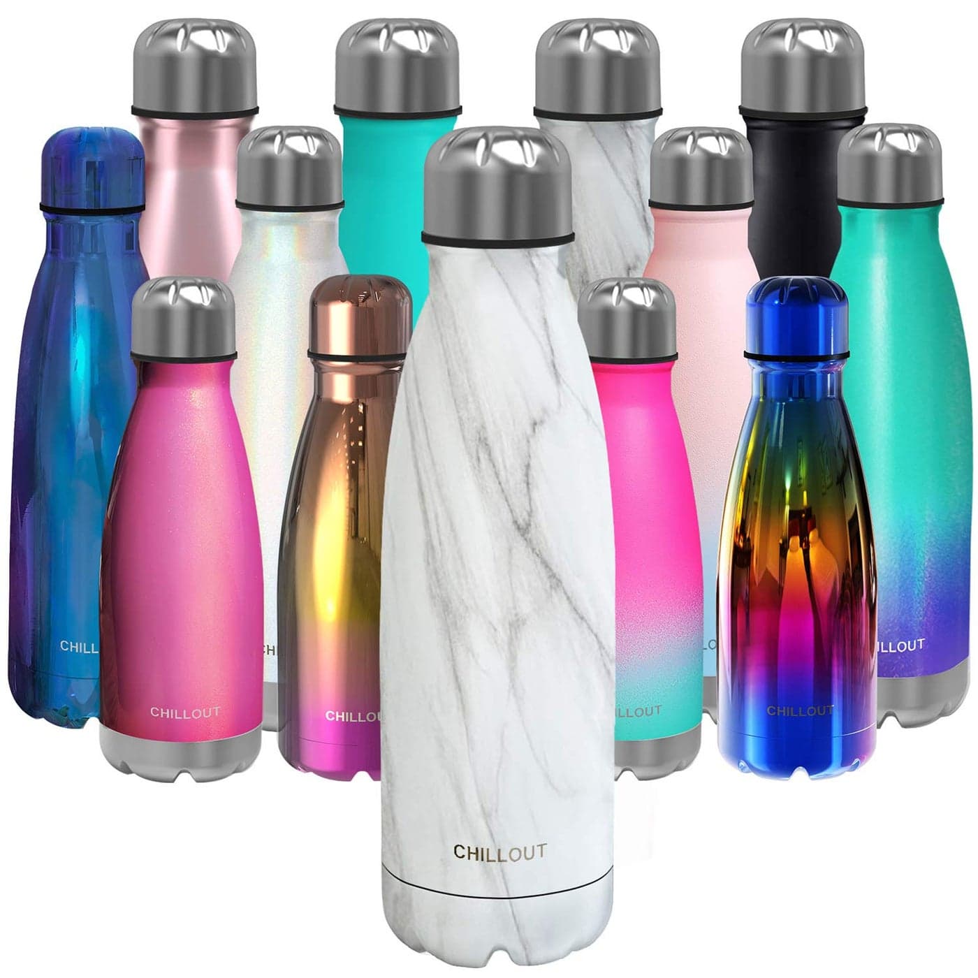 CHILLOUT LIFE Stainless Steel Water Bottle 25 oz Double Wall Insulated Cola Bottle Shape for Cold and Warm Drinks BPA Free Metal Sports Bottle