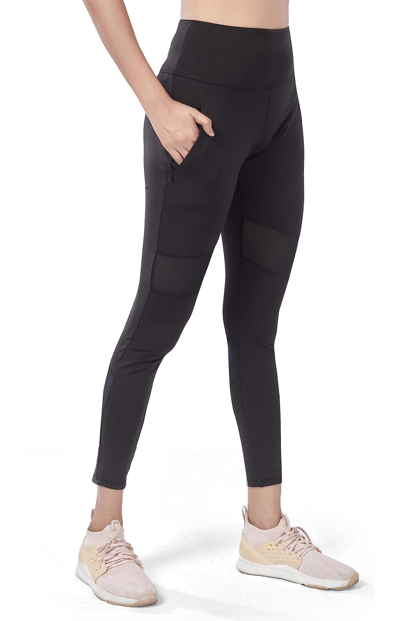 Mehrang Active Yoga Pants for Women Gym High Waist with Pocket, Tummy Control, Workout Pants 4 Way Stretch Yoga Leggings (3XL, Black)