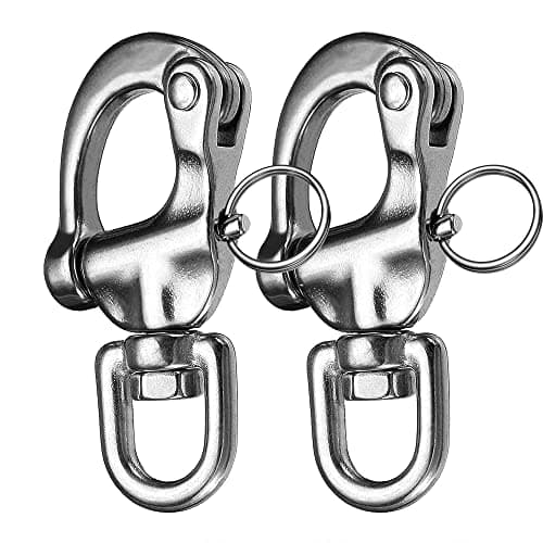 NECMETU Snap Shackle 316 Stainless Steel Swivel Shackle Sailing Halyard, Quick Release Snap Hook Boat Shackles Sailboat Hardware for Sailing Rigging Shackles (3-1/2 Inch - 2Pcs)