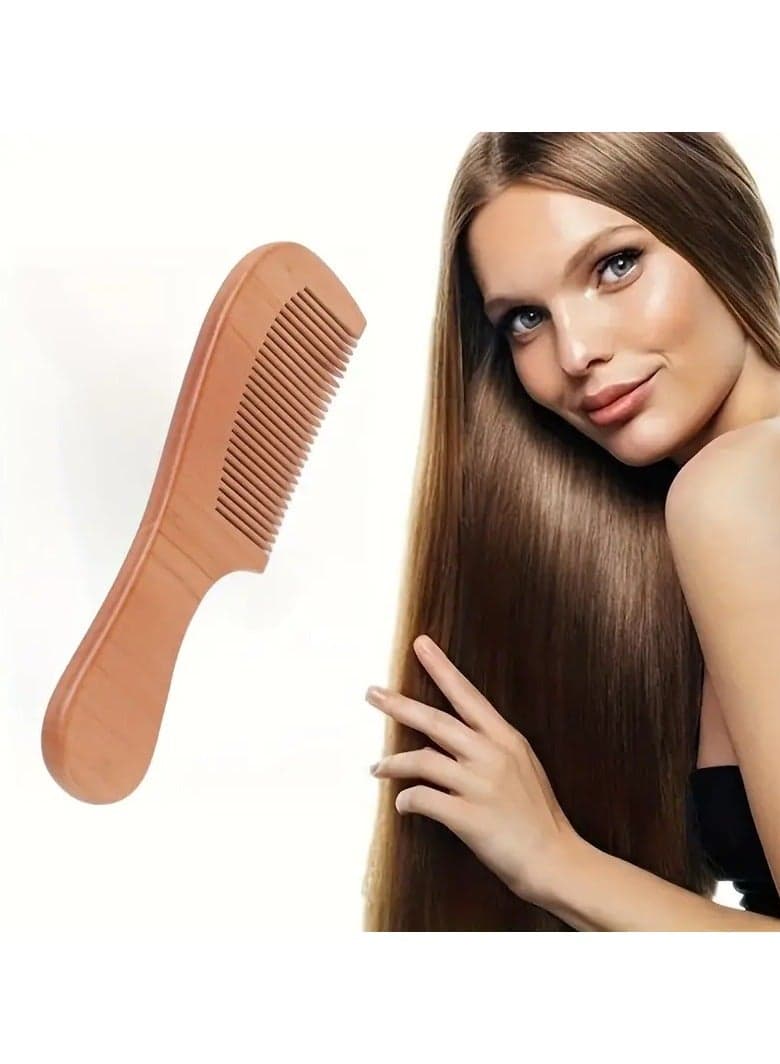 1pc Peach Wooden Hair Comb Anti Static Detangling Comb Hair Stying Comb For Women Gift