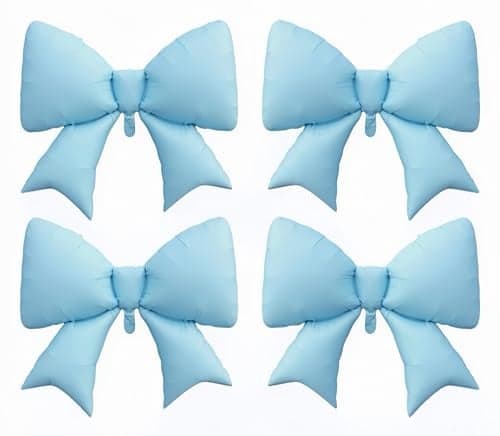 4Pcs Gaint Blue Bow Decor Balloons 38 Inchcoquette Balloons Party for Cinderell Princess Fairy Tale Castles Kitty CinnamorolBallet Themes Ocean AdventuresDreamy Gardens DecorMacaron Blue Bow