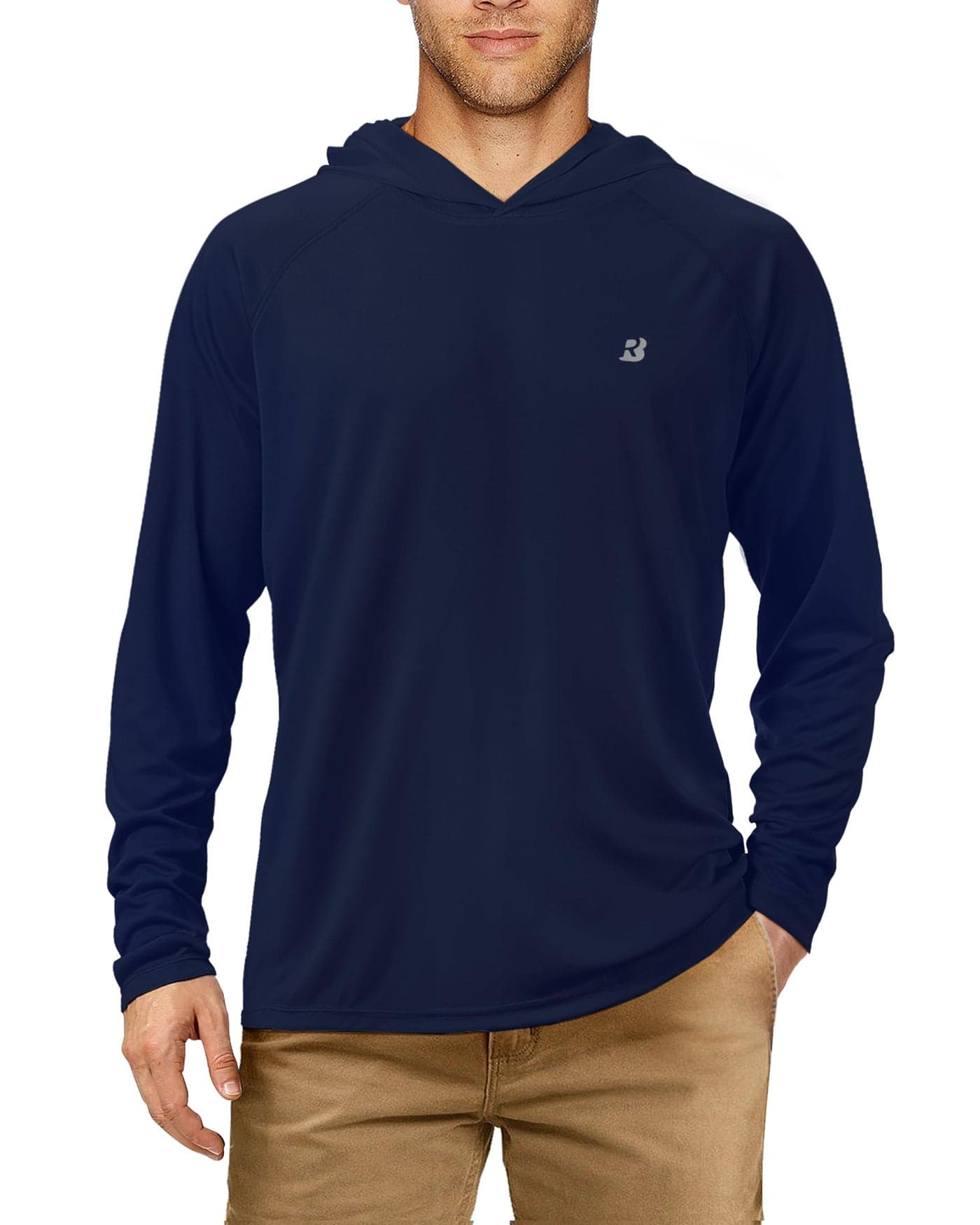 Roadbox Men's Sun Protection Long Sleeve Hoodie UPF 50+ Outdoor UV Fishing Shirts (Small)