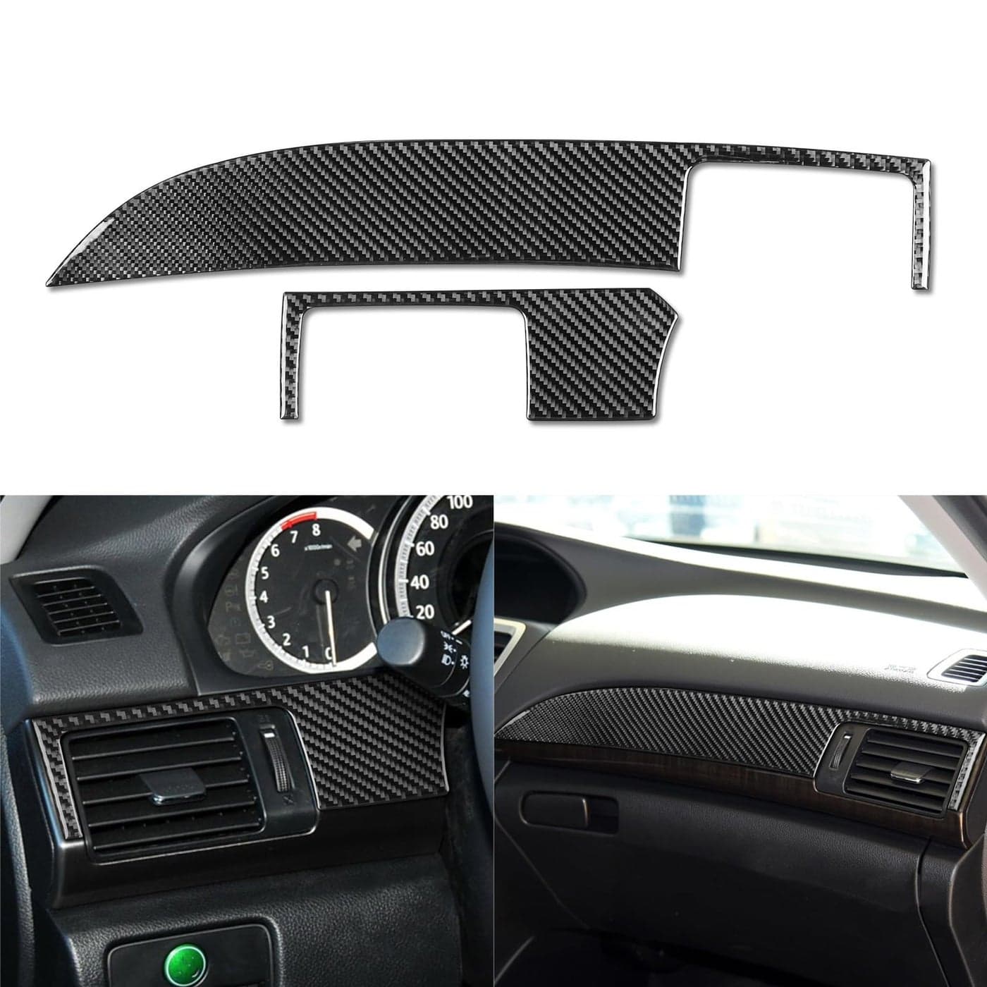 NVCNX Real Premium Carbon Fiber Compatible with Honda 9th Gen Accord 2013 2014 2015 2016 2017 SE LX Sport EX EXL Touring Hybrid Accessories Car Dash Driver CoPilot Side Cover Interior Trim Black B