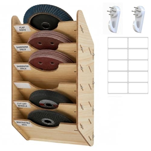 ZYRELYNX 6Tier Hanging Wooden Sandpaper Storage Holder Sandpaper Organizer for Sanding Discs 5 Inch 6 Inch Wall Mount Woodworking Tools RackExcluding Sandpaper Maple Color 1 Set