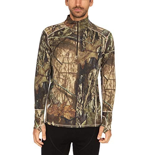 100% Merino Wool - Men’s Midweight Quarter Zip - Warm Pullover - Midlayer - Mossy Oak Country Roots - Medium