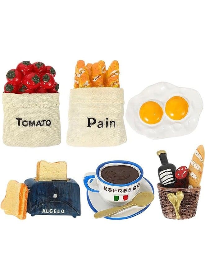 6 Pcs Food Fridge Magnet, Magnetic Resin Fridge Magnets, Novelty Refrigerator Magnets 3D Creative Magnet Stickers for Kitchen Whiteboard Decoration