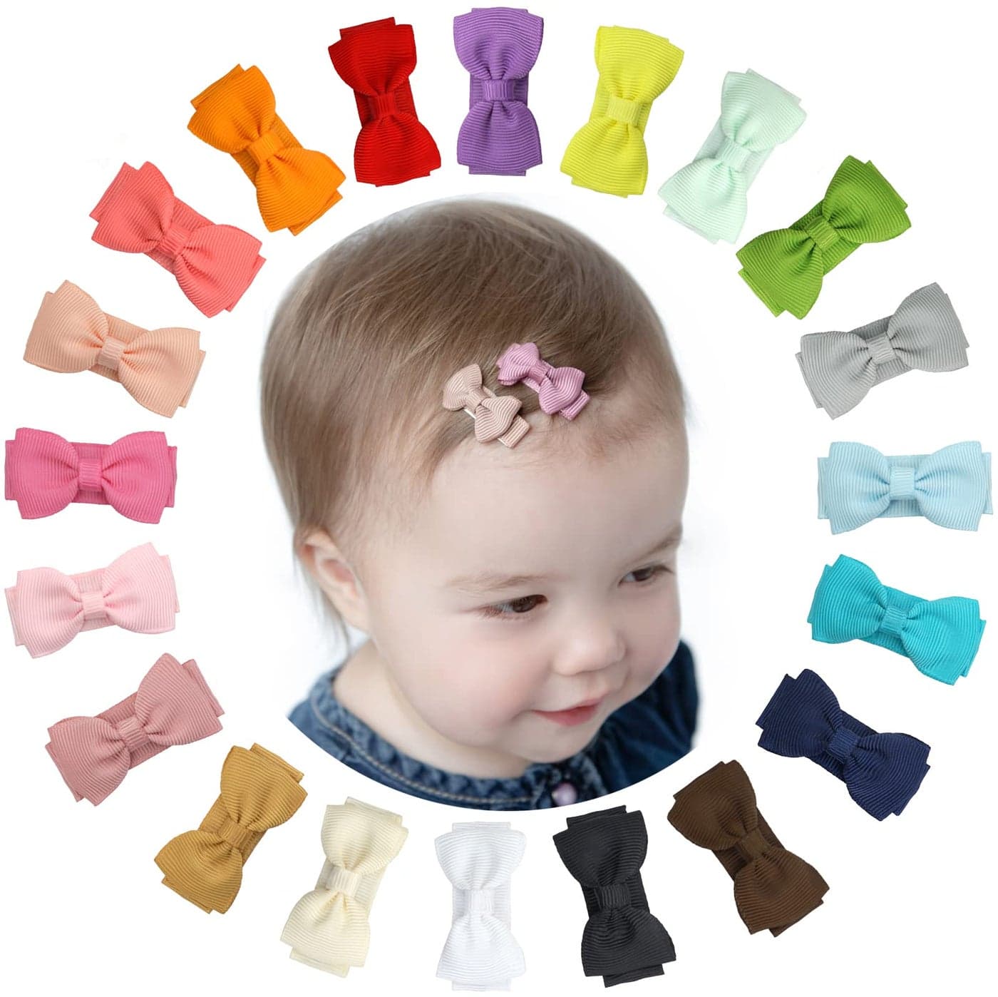 Baby Girls Snap Hair Clips Tiny Bow NonSlip Hair Clips Mini Bow for Toddlers Newborn Toddler Infants 20PCS