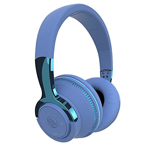 VEHOP H2 Over Ear Premium Bluetooth Headphones with RGB Light, Upto 50* Hrs Playtime, Fast Charging, in-Built ENC Mic, 40mm Titanium Bass Drivers, Super Soft Cushion, AUX in, Foldable Design (Blue)
