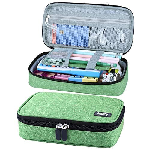 Chelory Big Pencil Case Large Capacity Pencil Bag Pouch Pen Pencil Marker Holder with High Storage for Office Supplier Desk Stationery Organizer Makeup Bag (Green)