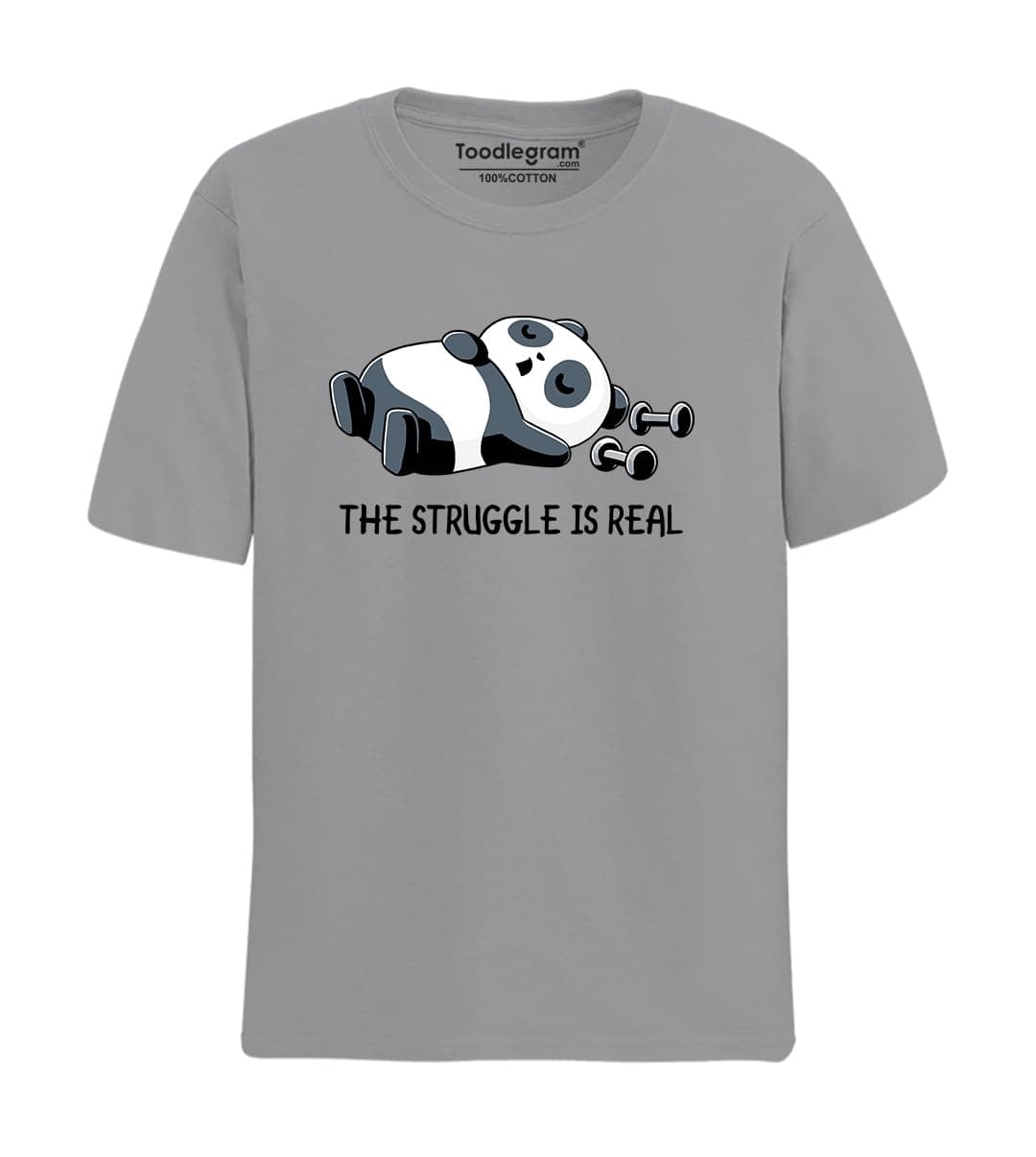 Toodlegram Men Plus Size Cotton Printed T-Shirt Regular Fit Grey Melange