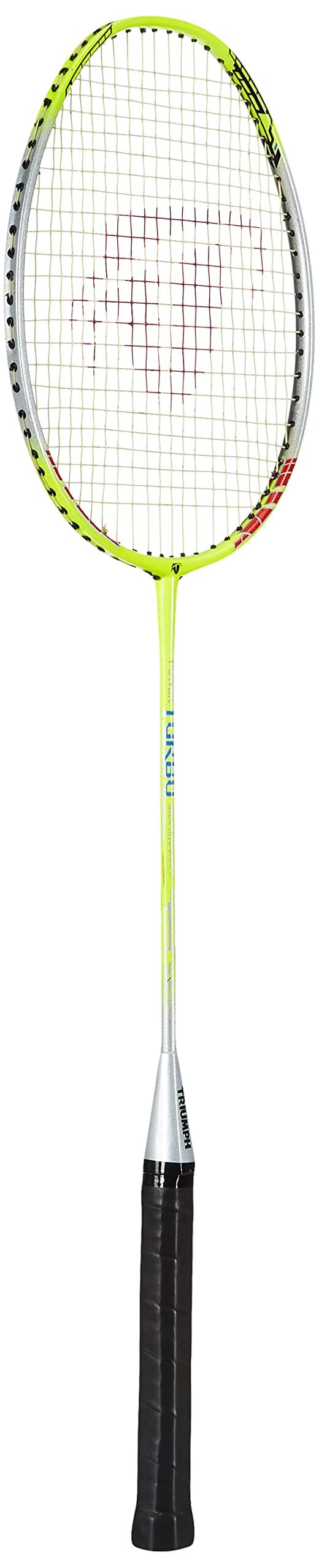 Triumph Turbo Graphite Composite Light Weight Strung Badminton Racket with Cosmic-6R Double Compartment Badminton Bag Lime/Sky