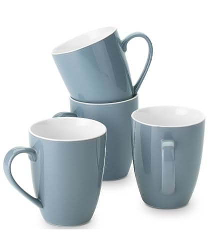 BTaT- Porcelain Coffee Mugs Set, 16 Ounces, 4 Pack, Gray Ceramic Coffee Mugs with Handle, Restaurant Cups for Mocha, Tea, Cappuccino, Cocoa, Cereal, Mug Gift Set, Dishwasher Safe, Mothers Day Gift