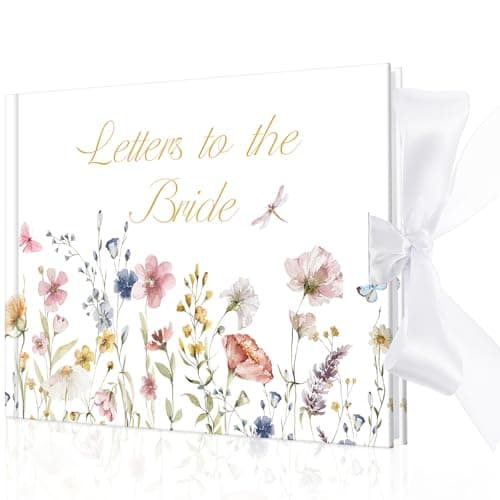 Humyoun 85 x 7 Inch Wedding Guest Book Letters to the Bride Scrapbook Wedding Memory Book Bridal DIY Blank Paper Scrapbook Photo Album Guest SignColorfulWildflower