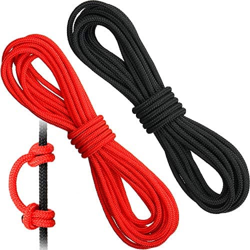 2 Pieces Archery D Loop Rope 10 Feet Archery Bowstring Serving Thread Release Material Nocking D Loop Rope String(Black and Red)