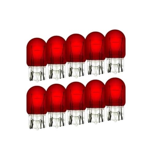 Lanuovx 7443 Red Brake Light Bulb 10 PackT20 Red Automotive Tail Light Bulb 7443 Miniature Bulb Mini Bulb Reverse LightReplacement for CarsTrucksSUVs