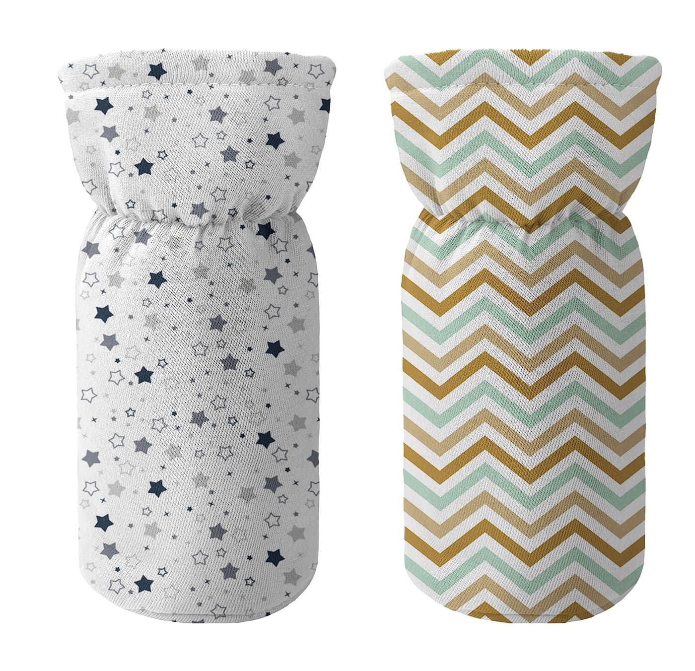Custom Catch Cotton Soft Plush Baby Bottle Feeding Cover Tote Modern Bag Carrier Bag Bottle Cover with Strap Pack of 2, Multicolor