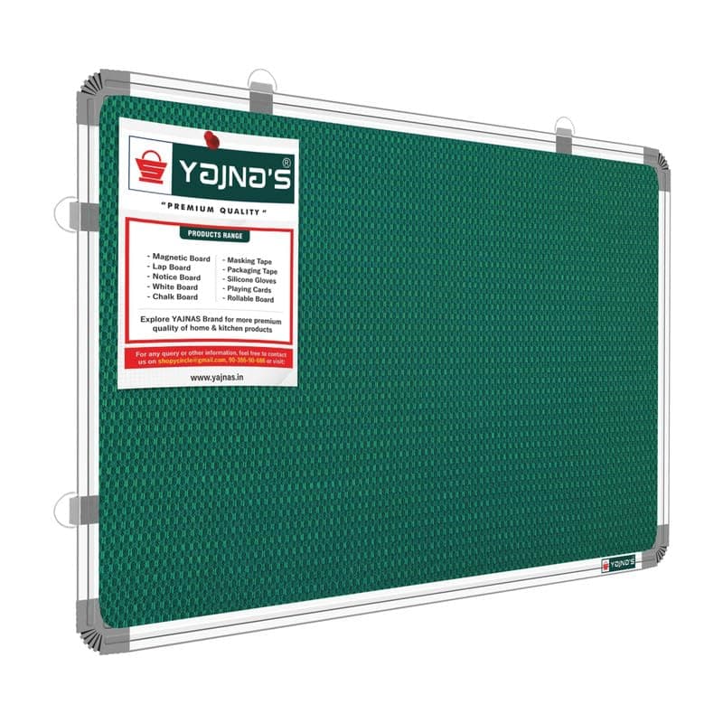 YAJNAS 2x2 Feet Notice Premium Material Pin-up Board/Pin-up Board/Soft Board/Bulletin Board/Pin-up Display Board for Office, School and Home, (Green, Pack of 1) (2 x 2 Feet, Green)